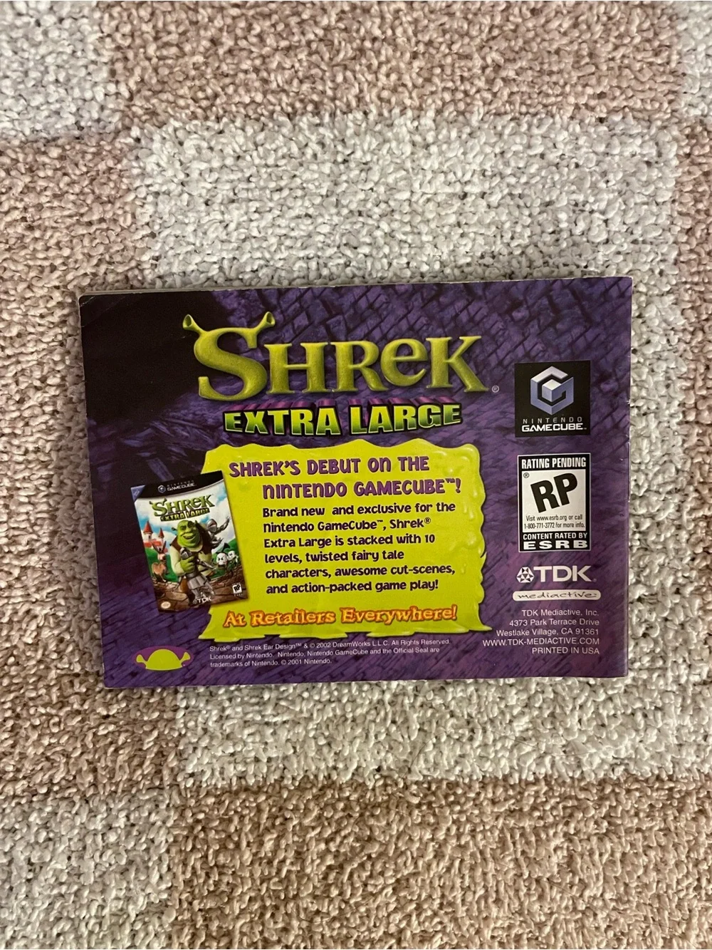 Gameboy Shrek Hassle at the Castle instruction booklet manual